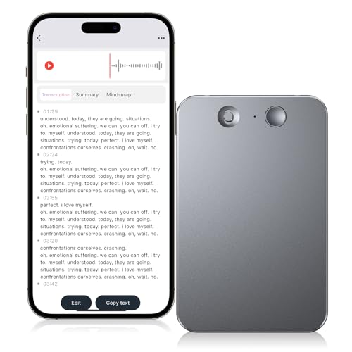 Image of Tonfarb AI Voice Recorder, 64GB Note Voice Recorder with Transcription & Summarization, Powered by ChatGPT, App-Controlled, One-Touch Recording for Calls, Lectures, Interviews & Meetings (Grey)