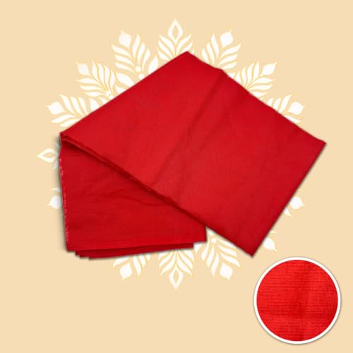 Image of Red Pooja Cloth | 1.25 Meter | Pure Cotton | Puja Vastra for Asan and Temple | Perfect for Daily Pooja
