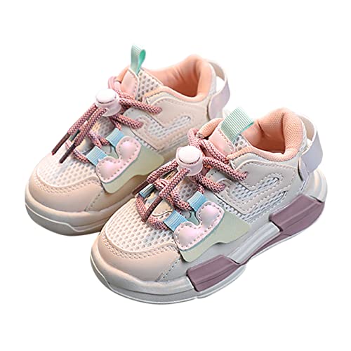 POLG Boys Girls Shoes Tennis Running Sneakers Hiking Shoes Kids Outdoor Fashion Sneakers Slip Resistant (Big/Little/Kids) (Pink, 3-3.5Years)3