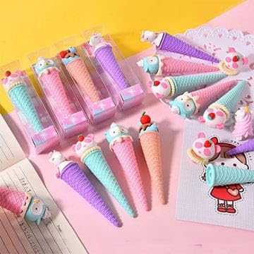 Image of DEOXY Ice-Cream Theme Erasers Set for Kids,Set for Return Gift, Stationary Set for Kids, Rubber Eraser, Stationary - Pack of 4 (QH1001)