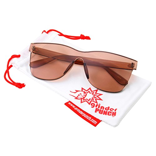 Tinted Colorful Lens Rimless Sunglasses - Transparent Square Horn Rimmed2