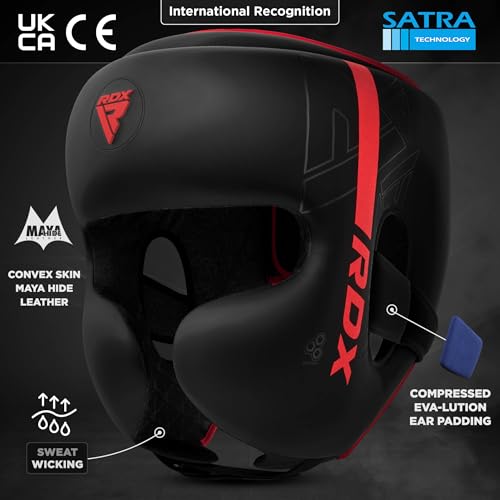 RDX Kopfschutz Boxen für Kickboxen, Kampfsport, MMA Training, Maya Hide Leder Kara Sparring Thaiboxen Kopfschützer, Boxhelm Krav MAGA Muay Thai, Karate und Taekwondo Headgear