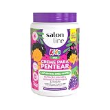 Salon Line, Creme de Pentear Kids, Cachinhos Brilhantes, Uva, Vegano - Para Cabelos Ondulados, Cacheados e Crespos, 1kg