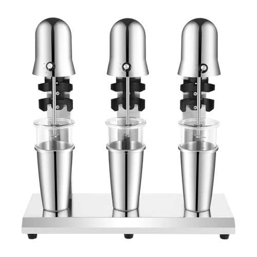 Three Head Electric Milk Shake Machine, Commercial Milkshake Maker - Stainless Steel Shake Machine with 800ml Cup, Home Drink Mixer Smoothie Milk Tea Shop 110V