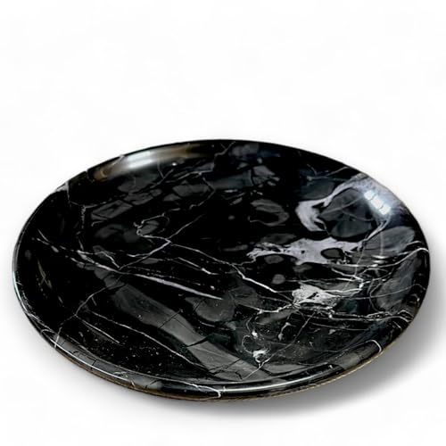 Plateau en marbre noir Ø 22 cm objet déco design table - 3
