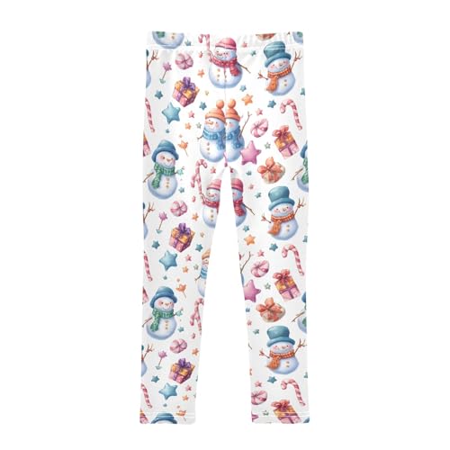 Girls' Athletic Leggings Ankle Length Yoga Dance Pants Kids Teen 4T Snowman Candy Gift2