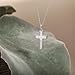 S.Leaf Cross Necklaces for Women 18K Gold Plated Cross Opal Pendant Charm Necklaces Jewelry Dainty Choker Created Opal Necklace Jewelry for Women Gifts for Valentines Day Mother Day (Silver)