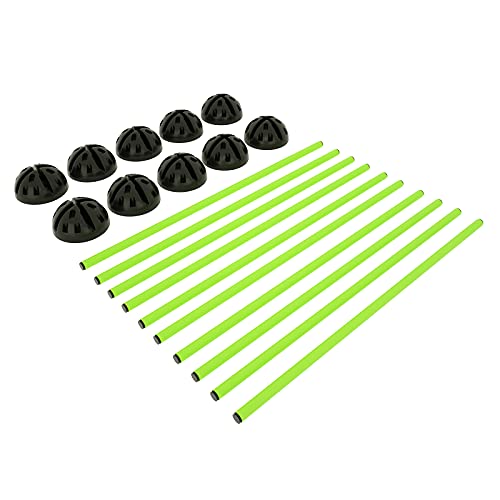 ORHEYA Agility Grid Set Sprungstangen Set Trainingsstangen Agility Hürden für Konditionelles Training, Hobby Horse Hindernisse mit 15 Stangen, 10 Standfüße und 10 Clips, Grün