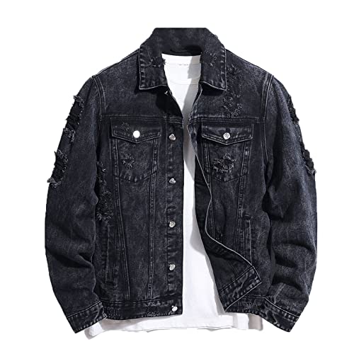 Blouson en jean pour homme Kelsiop veste tendance style bomber bleu taille L