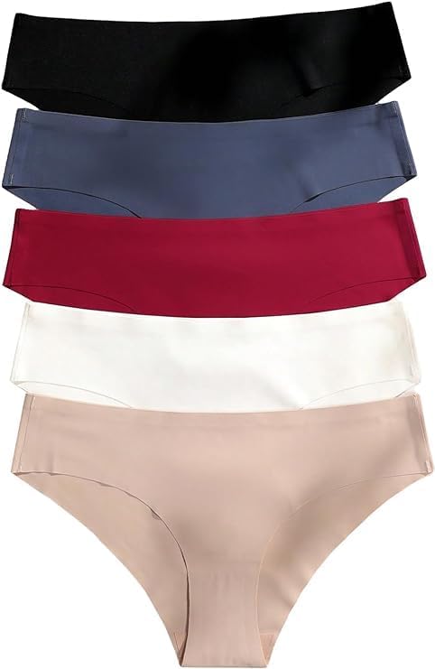 louryn koulyn Women's No Show Underwear for Women Seamless High Cut Briefs Mid-Waist Soft No Panty Lines,Pack of 5-picture-49