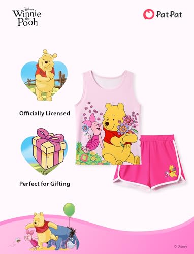 Image of Disney Stitch丨 Frozen丨 Minnie Mouse丨Princess丨Winnie Tank Top+Dolphin Shorts Girls Outfits Workout Athletic Set Summer