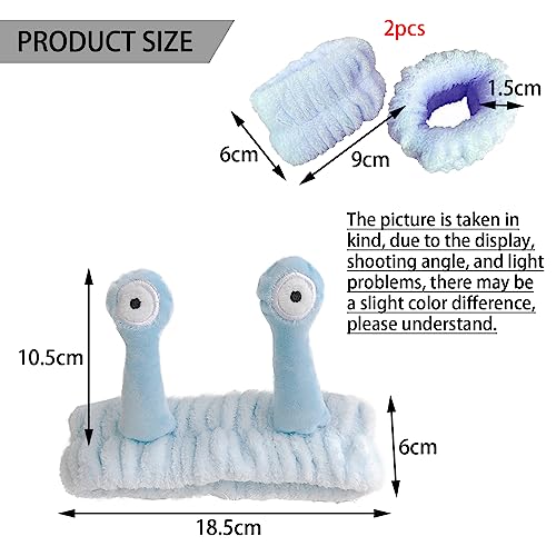 BDSHUNBF 3PCS Hair Bands, Face Wash Headband, Snail Cartoon Cute Makeup Headbands, Spa Hair Bands - Image 2
