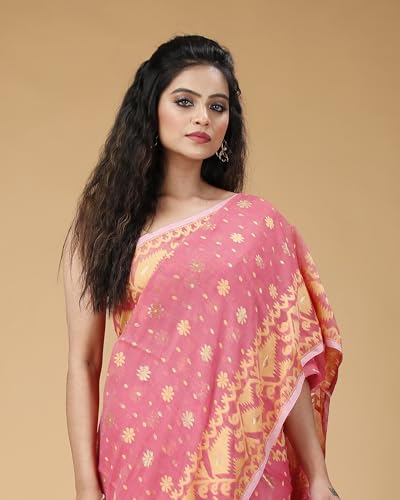 Image of OISHANI SAREE GHOR Women's Traditional Bengal Cotton Silk Soft Jamdani Saree - Beautiful design and Quality - Without Blouse Piece