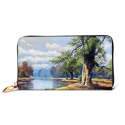Preisvergleich Produktbild JHGFG Mode Handtasche Reißverschluss Brieftasche Fine Art Landschaft Landschaft Ölgemälde Telefon Kupplung Geldbörse Abendkupplung Blockieren Leder Brieftasche Multi Card Organizer