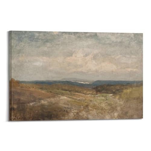 Henri Joseph Harpignies - Poster con paesaggio collinare, dipinto in campagna, decorazione per casale 30 x 45 cm