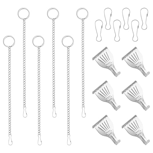 Image of Picture Hanging Kit 6Pcs Picture Rail Hooks & 6Pcs Chains, Metal Rail Hanging Hooks Picture Display Hanging System for Wall Picture, Exhibition(Silver,1M)