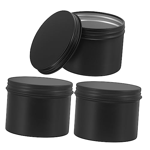 Healeved 3 Piezas Convenientes Latas De Aluminio Tarro De Pepinillos Tarro De Dulces Artilugio Bálsamo Hermético Frascos Con Tapas Tarros De Dulces Estaño Mini Con Tapas Vacío Black