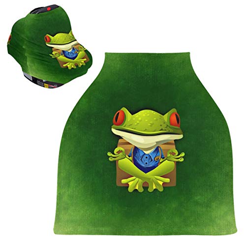 かわいい動物のカエルベビーカーシートカバーキャノピー伸縮性看護カバー幼児用母乳の男の子の女の子のための通気性防風冬のスカーフ