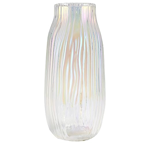Large Colored Modern Glass Vase Irised Crystal Clear Glass Vase 31cm for Decorative Home Office Centerpieces Flowers Décor(Colored 31cm)
