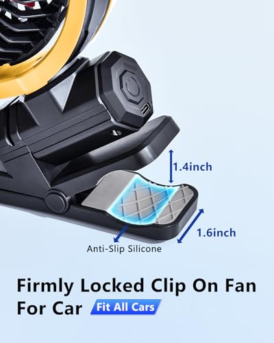 Image of Battery Powered Fan for Car Visor Back Seat Roof Handle (Yellow)