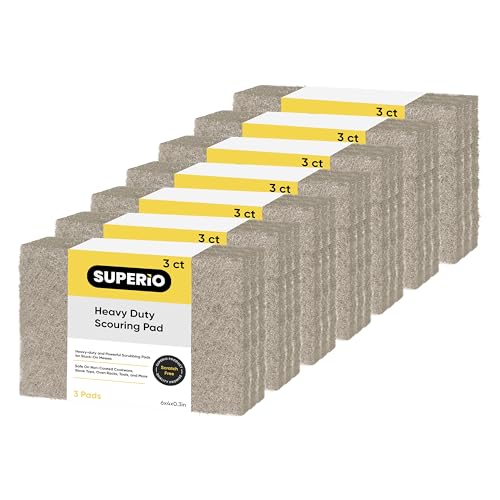 Image of Natural Scouring Pad Non-Scratch Sisal Plant Based Scrubber Cleaning Scrub Pads, Eco-Friendly Reusable Kitchen Scrubbing Pad Pack of 21, by Superio