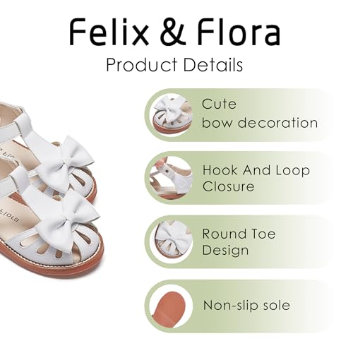 Image of Felix & Flora Toddler Girls Sandals Soft Rubber Princess Flat Shoes Flower Girl Shoes
