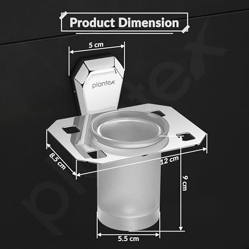Image of Plantex Tumbler Holder for Bathroom /304 Grade Stainless Steel Toothbrush Holder /Toothpaste /Razor Holder /Bathroom Accessories - Pack of 1 (PM-2406, Chrome)