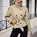Generisch Trenchcoat Damen Kurz Zweireihig Jacke Mit Gürtel Kurzmantel Übergang Windjacke Leicht Mantel Trench Coat Einfarbig Jacken Stehkragen Herbstjacke Casual Übergangsjacke Büromantel