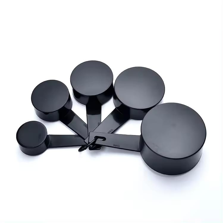 Ovenza Measuring Cups and Spoons Set, 10 Piece BPA-Free Plastic Kitchen Measuring Set, 5 Cups & 5 Spoons, Dishwasher Safe, Nesting Design for Baking and Cooking – Black - Image 4
