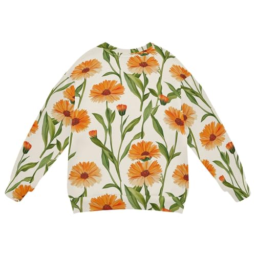 JUNZAN Beauty Calendula White Big Boys Hooded Sweatshirt Crewneck Boys Sweat Shirt Camping 4T2