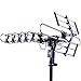 Five Star Outdoor 4K HDTV Antenna Long Range Auto Gain Control Long Range with Motorized 360 Degree Rotation, UHF/VHF/FM Radio with Infrared Remote Control for 2 TVs