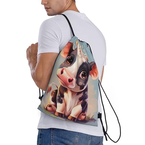 Cute Cow Print Workout Bag,Gym Drawstring Bag For Men And Women,For Sports,Travel And More3