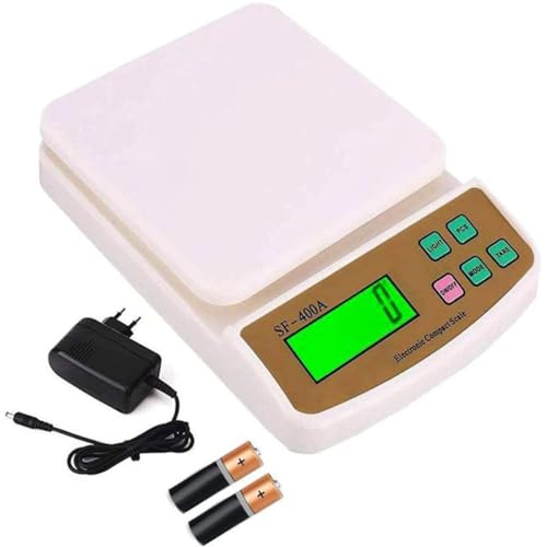 Image of Digital Kitchen Weighing Scale for Shop and Home Electronic Weight Machine with Adapter LCD Display Screen Scale for Kitchen Scales, Vegetable Shop - SF-400A 1g x 10kg
