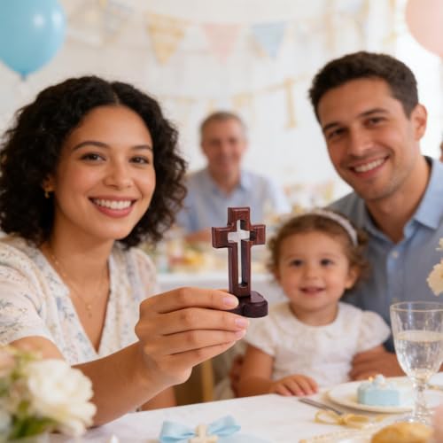 Cruz de madera decorativa con base para centro de mesa de Cristo 3