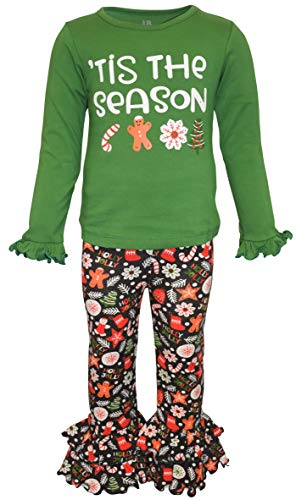 Image of Unique Baby 2 Piece Girls Double Ruffle Leggings and Long Sleeve Shirt Clothes Set Kid and Toddler Girl Outfit