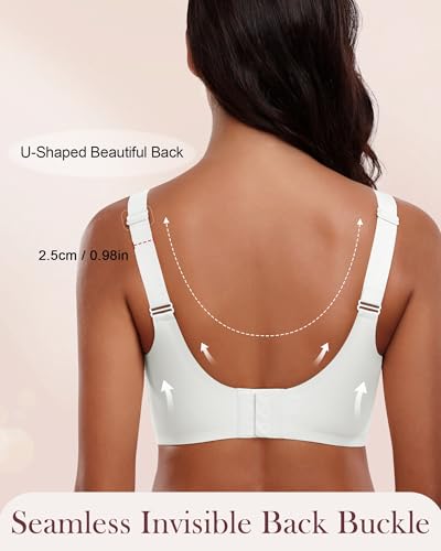 Image of HORISUN Seamless Mesh Lace Bras for Women No Underwire Wireless Bras with Support and Lift Full Coverage Deep V Bralettes