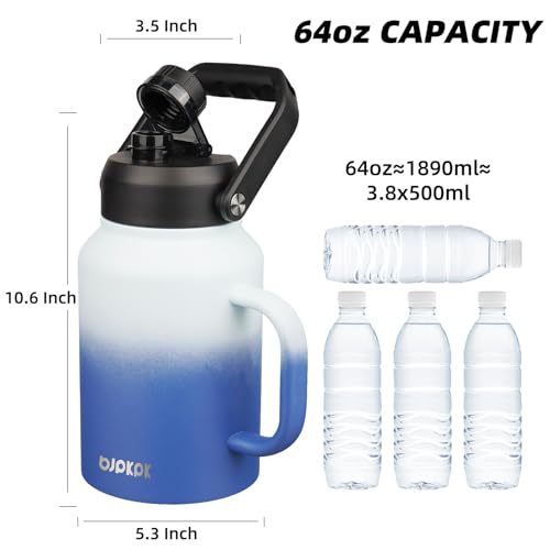 Image of BJPKPK 64oz Stainless Steel Water Bottle, Half Gallon Insulated Water Jug