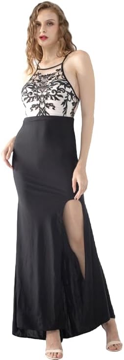 Elegant Evening Dress with Slit Long Halter Gowns for Women 2025 Sequin Formal Dresses Backless Cocktail Prom Dress