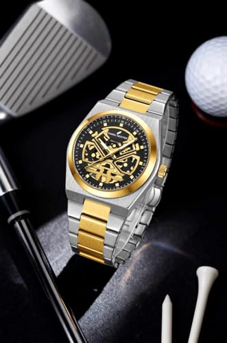 Image of Daniel Hechter Paris Austerlitz Collection Skeleton Style Analog Watch for Men with Luminous Hands and Stainless Steel Strap - Mechanical-Inspired.