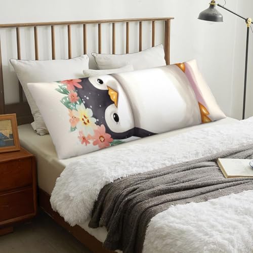 Housse de coussin longue pingouin 50x150 cm pour lit et canapé - 7