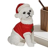 Weihnachtshund Statue - 6 Zoll Weihnachten Figur | Dekorative Harz Ornament - Festliche Skulptur eines Welpen für Schule 'Home Office oder Partyausstellung beim R