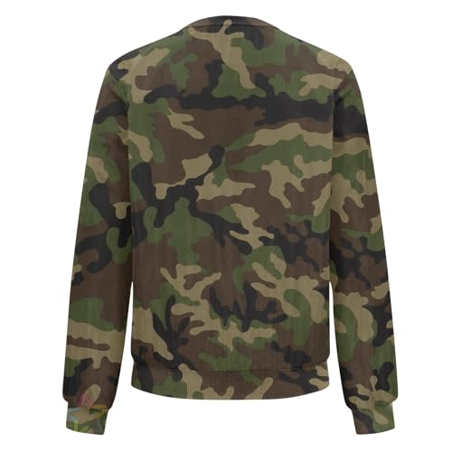 Generisch Damen Jacke Winter Camouflage Bomberjacke Damen Camo mit Reissverschluss Herbstjacke Damen Elegant Pilotenjacke mit Tarnmuster Winterjacke Frauen mit Taschen Übergangsjacke Herbstwinter