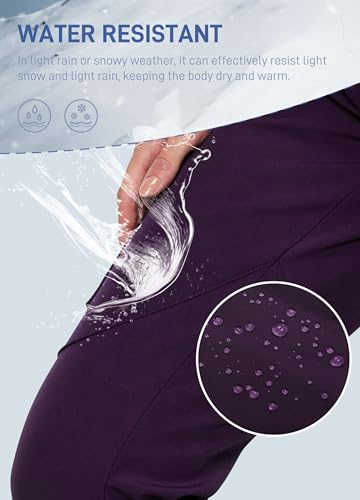 ATLASLAVA Wanderhose Damen Winter Gefüttert Softshellhose Skihose Winterhose Frauen Wasserdicht Trekkinghose Outdoor Hose Lila 2XL