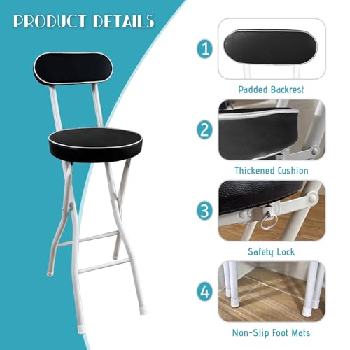 Tabouret pliable portable avec dossier pour soulager le dos et optimiser les petits espaces - 7
