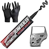 Professional Seam Sealer Automotive, Black Paintable Quick-Cure Waterproof Polyurethane Sealant for Auto Metal Panels, Box Trucks, RV Roofs & Containers, Includes Nitrile Gloves & Tip, 10.5 oz