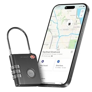 KeySmart SmartLock Tracking Luggage Locks TSA Approved-Compatible with Apple Find My App, Bluetooth GPS Tracker, Replaceable Non-Rechargeable Battery, Lock Your Suitcases and Keep Track of It (1 Pack)