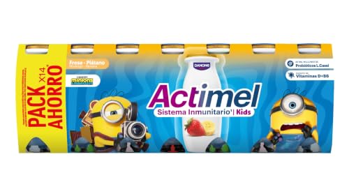 Actimel Kids Yogur bebible fresa- con probioticos, fermentos y vitaminas - Pack 14x100g