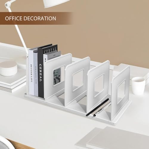 Image of ZURATO Foldable File Organizer Rack | Sorter Office Desk Accessories | Durable & Sturdy | Easy Assembly | Book Holder Magazine Stand | for Office, Home (White, 8 Compartment)