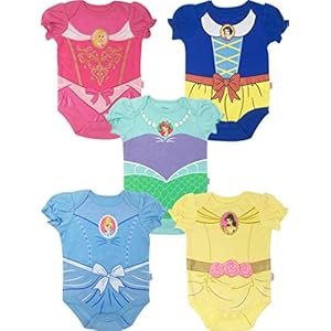 Disney Princess Baby Girls’ 5 Pack Bodysuits and Bow