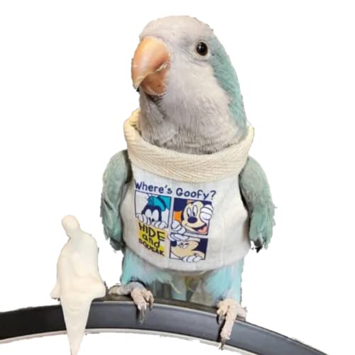 Image of Bird Costume Diaper Flight Suit Frog Shape Hoodie Clothes Cosplay Photo Prop for Parrots Parakeet Cockatiel Sun Conure, Small Animals Apparel (White Without Hat, Large) (BPF1)
